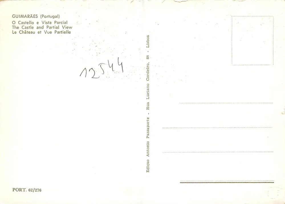 Guimarães — Schloss und Teilansicht — Edition Antonio Passaporte, n° 62/276 - Rückseite