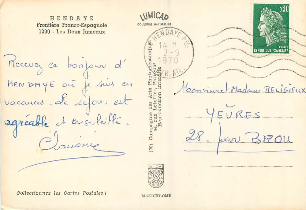 Les Deux Jumeaux — Hendaye, frontière Franco-Espagnole — Lumicap - Verso