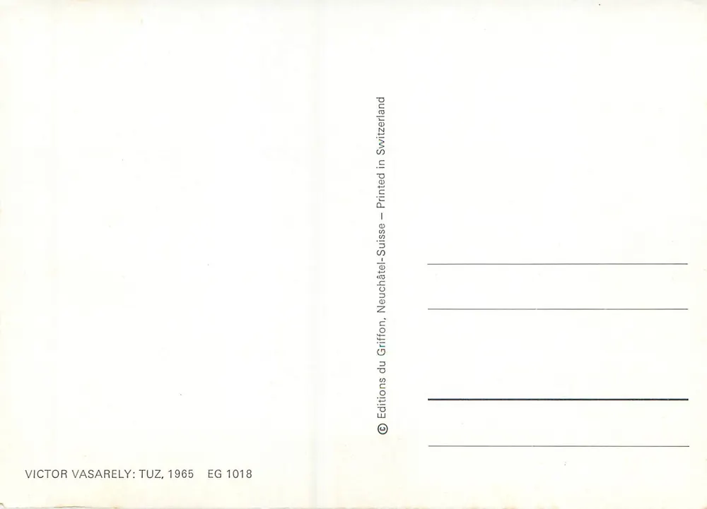 Composição circular — obra de Victor Vasarely — Éditions du Griffon, Neuchâtel, 1965 - Verso