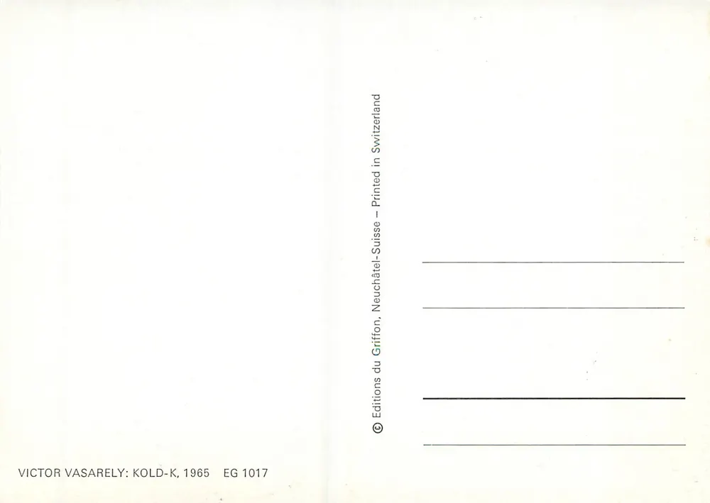 Griffon — Arte abstrato — Victor Vasarely, Éditions Kold-K, 1965, n° EG 1017 - Verso