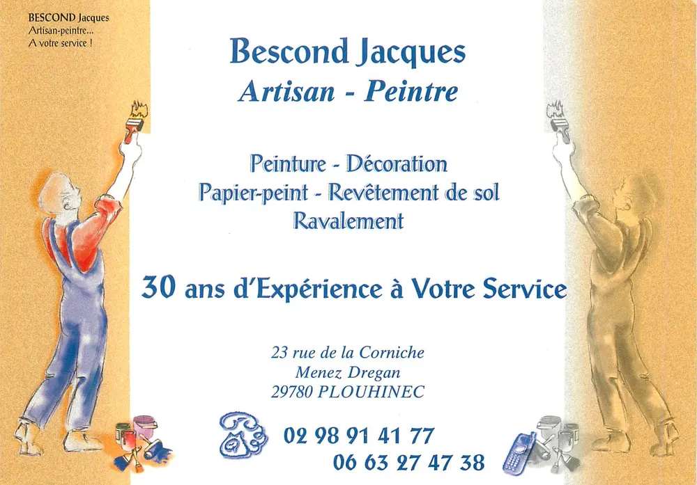 Bescond Jacques - Artesão Pintor — 30 anos de experiência ao seu serviço — Menez Dregan - Frente