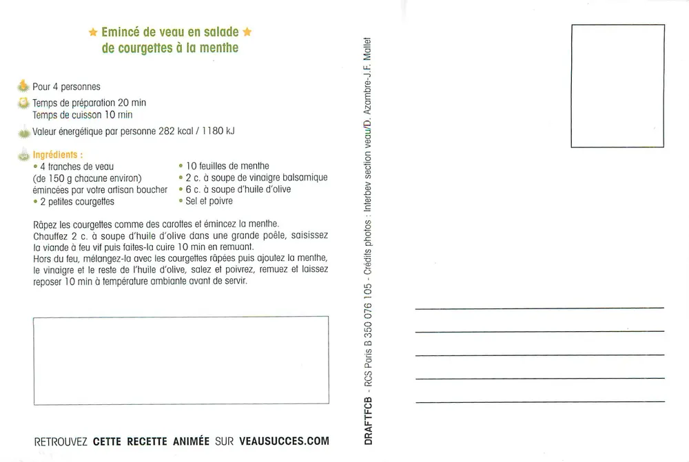 Hackfleisch in Minze-Kürbis-Salat — Bravo Le Veau — Artisan Boucher - Rückseite