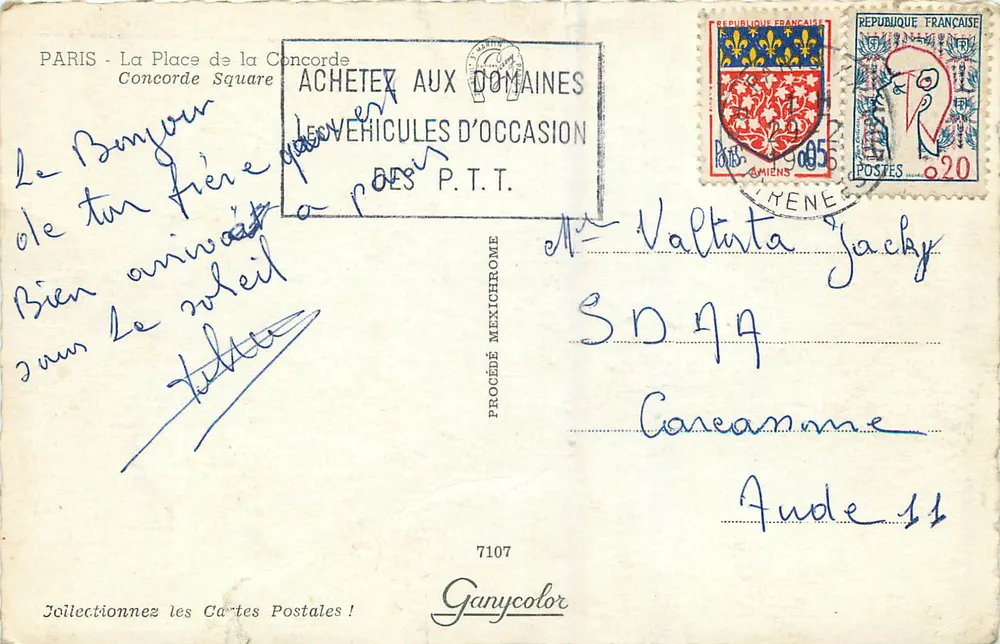 Praça da Concórdia — Paris — editor Ganycolor, n°7107 - Verso
