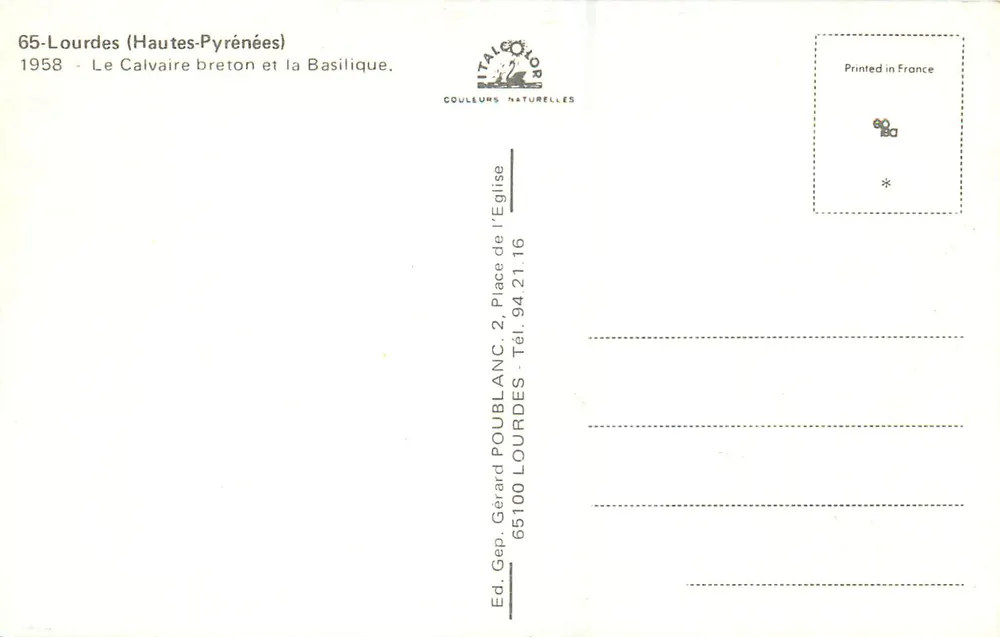 Lourdes (Hautes-Pyrénées) — Der Bretonische Calvary und die Basilika — Verlag Gérard Poulblanc - Rückseite