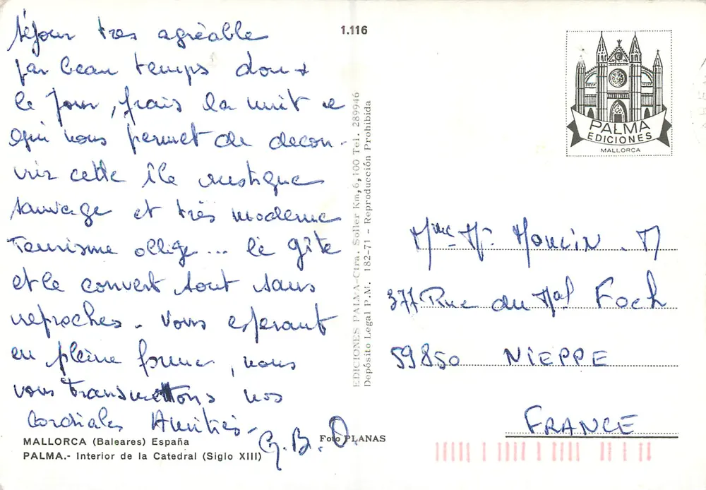 Palma — Innenansicht der Kathedrale (13. Jahrhundert) — Verlag Palma Ediciones, n° 1.116 - Rückseite