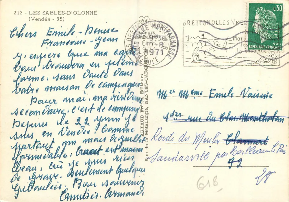 Les Sables d'Olonne — Sablais-Kleidung, Die Strände, Der Hafen — Artaud Frères, Nantes - Rückseite