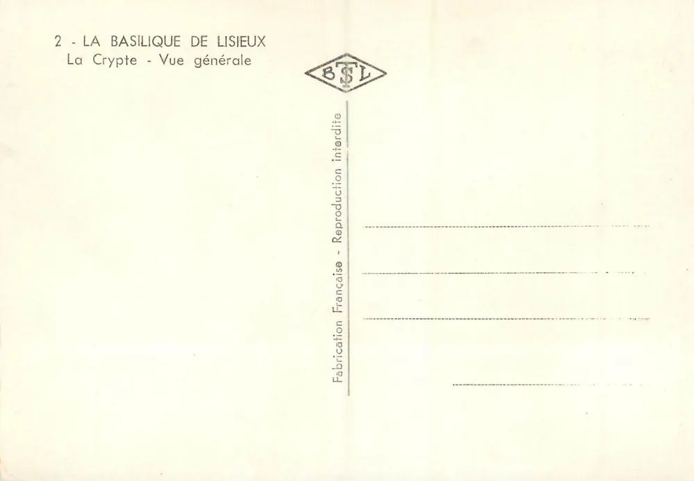A Basílica de Lisieux — A Cripta — Vista geral — BSL - Verso