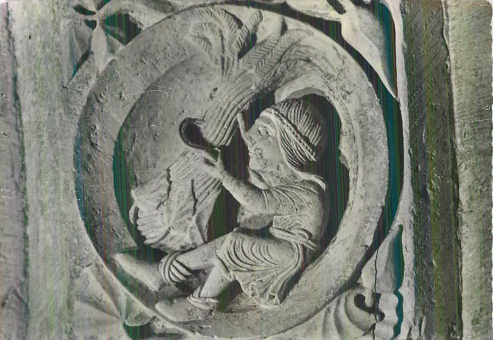 Vézelay (89. Yonne) — Basilika der Madeleine — Detail der Voussure (11. und 12. Jahrhundert) — Ein Schnitter — Verlag: Combier Imprimeur, Vézelay - Vorderseite