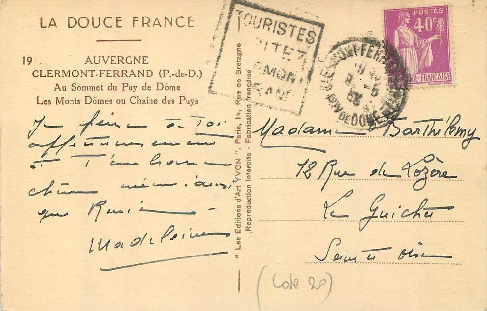 Am Gipfel des Puy de Dôme — Die Dômes-Berge oder Kette der Puy — Éditions d'Art YVON - Rückseite