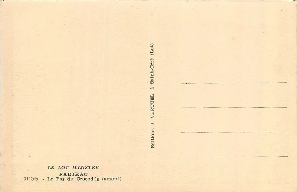 Le Pas du Crocodile — Padirac (Lot) — Éditions J. Vertuel - Verso