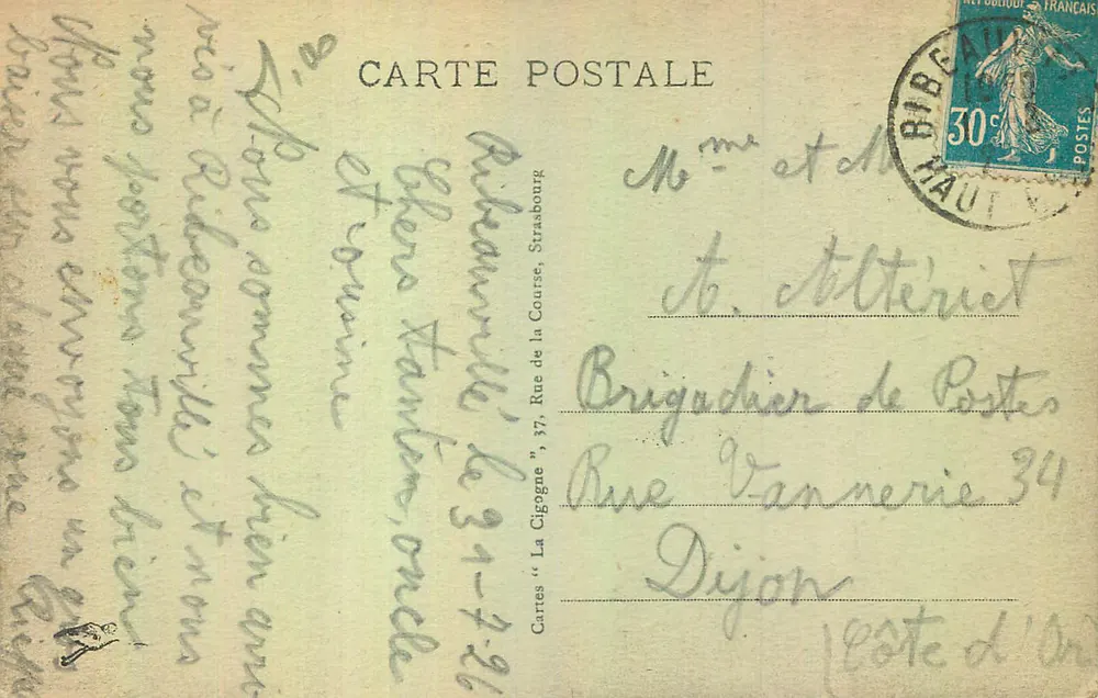 N.-D. de DUSENBACH, près Ribeauvillé (Alsace) — éditeur inconnu, n° 20 - Verso