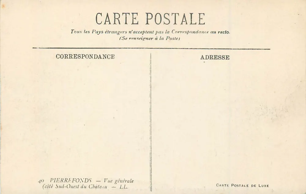 PierreFonds — Vue générale (côté Sud-Ouest du Château) — LL - Verso