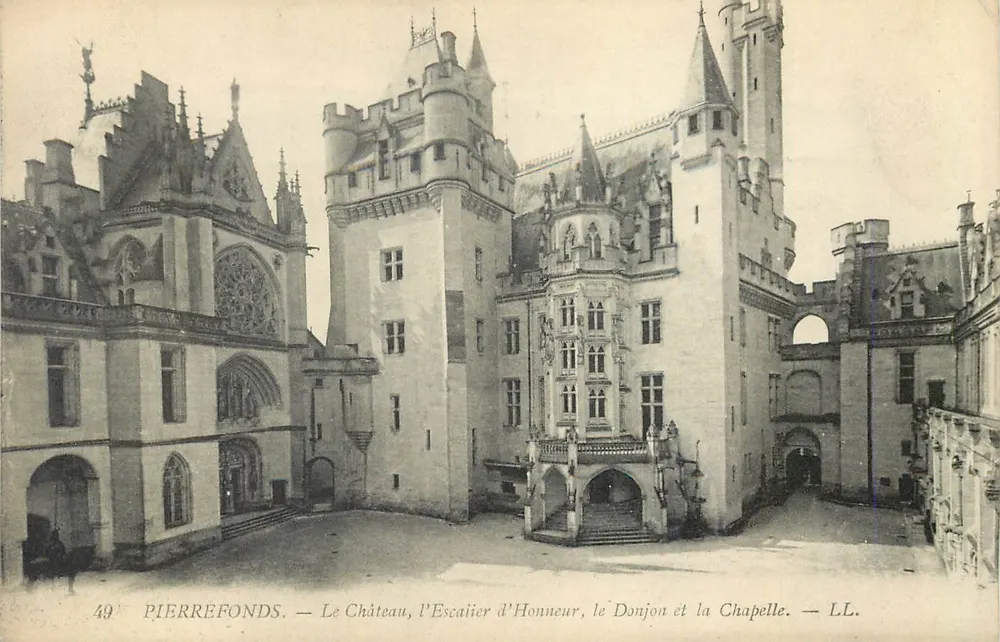 PierreFonds — Das Schloss, die Ehrenstiege, der Bergfried und die Kapelle — LL. - Vorderseite
