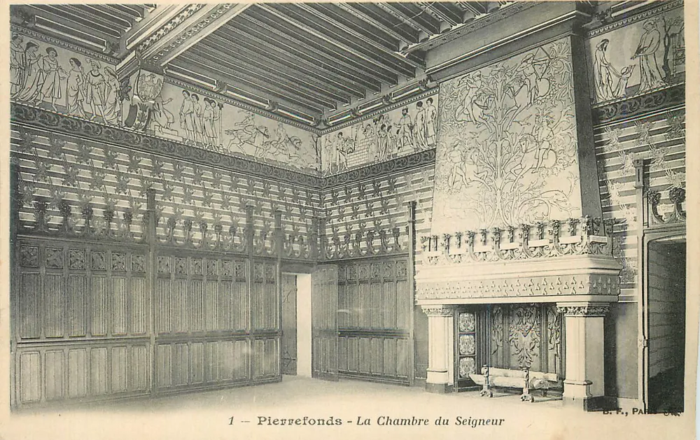 Pierrefonds - A Sala do Senhor — interior ricamente decorado — B.P., Paris - Frente