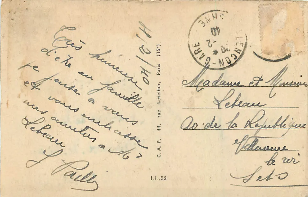 Alençon — L'Hôtel de Ville — editore L.I.52 - Verso