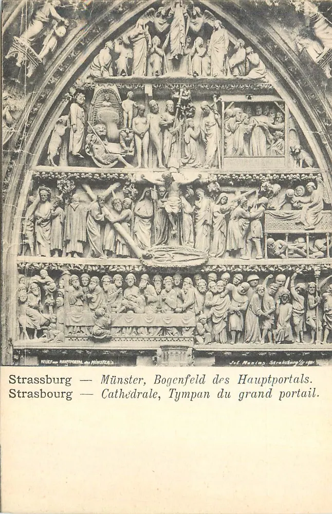 Strasbourg — Kathedrale, Tympan des Großen Portals — Jef. Monius, Strasbourg - Vorderseite