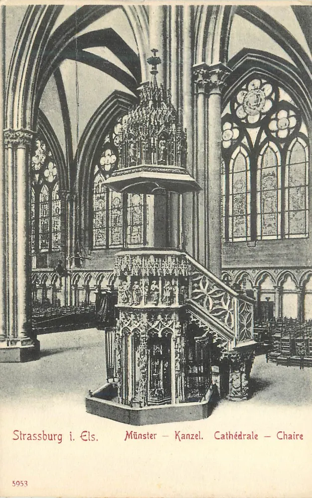 Els. — Strasbourg — Catedral — Cadeira — Münster — Kanzel — 5953 - Frente