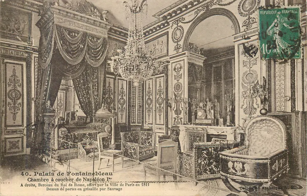 Palais de Fontainebleau — Schlafzimmer von Napoleon I. — Imp. MENARD - Vorderseite