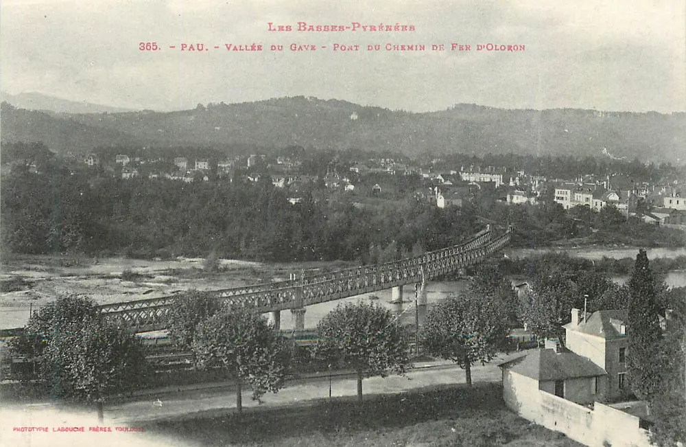 Les Basses-Pyrénées — Vallée du Gave — Pont du Chemin de Fer d'Oloron — Phototypie Labouche Frères, Toulouse, n° 365 - Recto