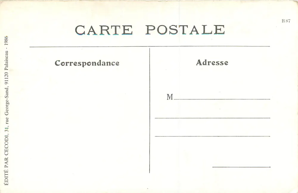 Paris Vécu — O fim da Exposição — Editor Paris Vécu, n° de série B87 - Verso