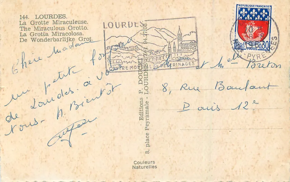 Gruta de Lourdes — Ed. Edluz — n°144 - Verso
