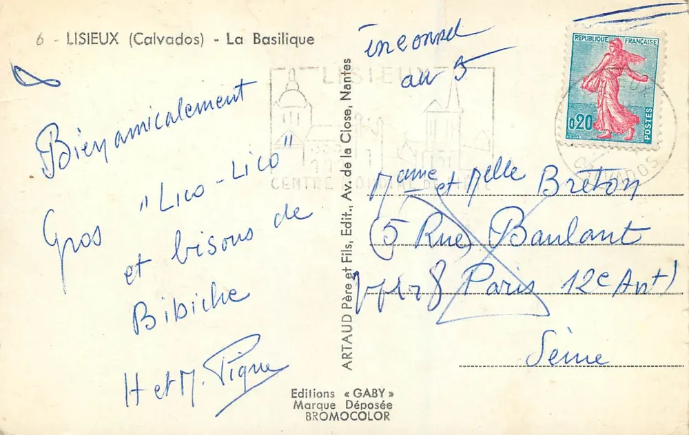 Lisieux (Calvados) - A Basílica — Edições Gaby, n°6 - Verso