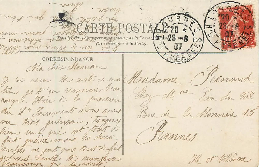 Lourdes — La Vierge de la Grotte — ANR 229 - Verso