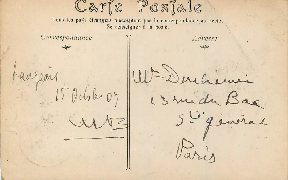 LANGEAIS — O Castelo — Editor: ND Pbet, n° de série 160 - Verso