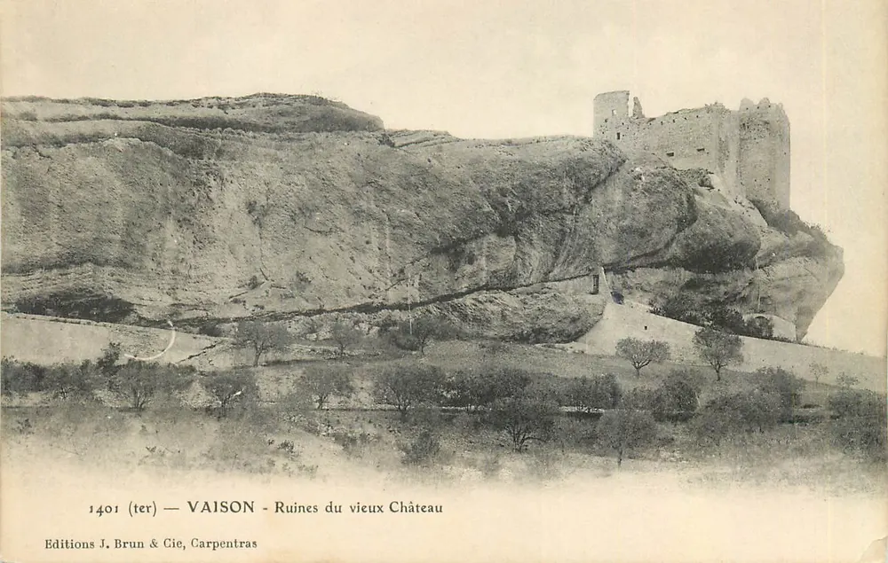 Vaison — Ruïnes van het oude Kasteel — Uitgave J. Brun & Cie, Carpentras, n° 1401 (ter) - Voorkant