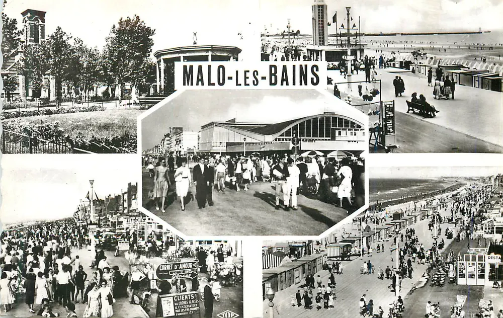 Malo-les-Bains — vista panorâmica da praia, do mercado e do parque — Edição J. TOP, n°745 - Frente