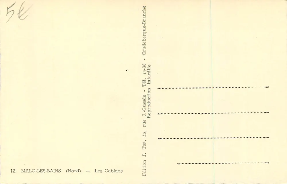 Malo-les-Bains (Nord) — The Cabins — Edition J. Ton - Back