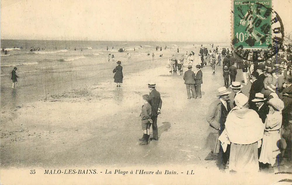 Malo-les-Bains - La Plage à l'Heure du Bain - I.L. - Recto