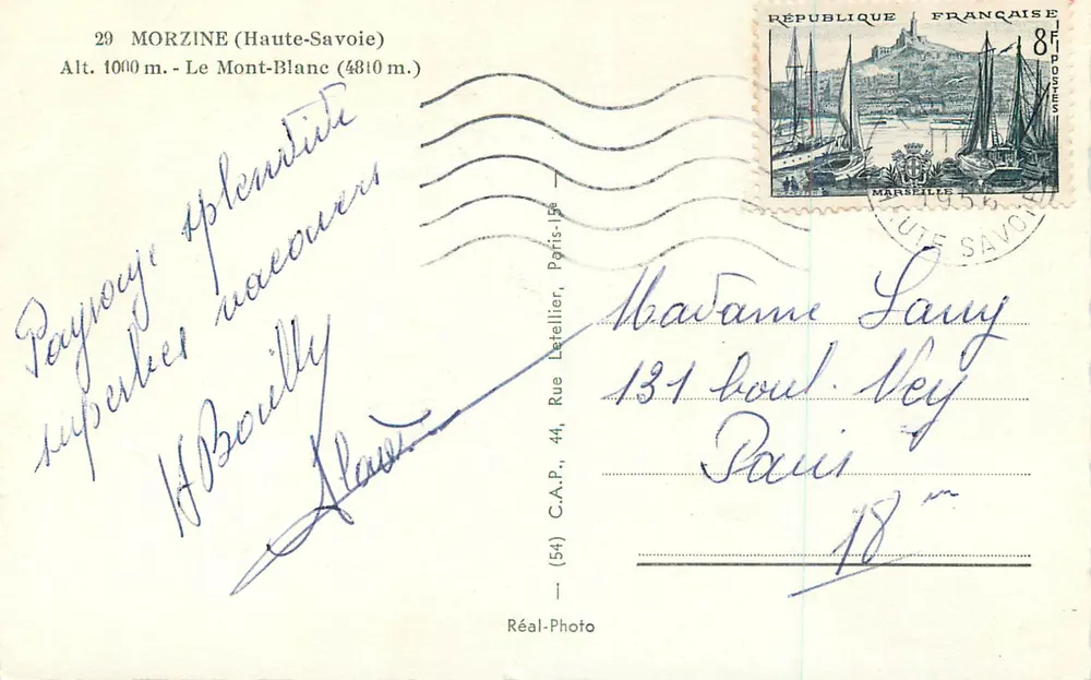 Morzine (Haute-Savoie) — Mont-Blanc (4810 m.) — C.A.P. (54) Réal-Photo - Rückseite