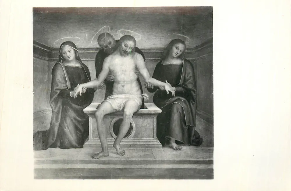 Basilika von Saint Peter - Perugia — Die Pietà — Perugino - Vorderseite