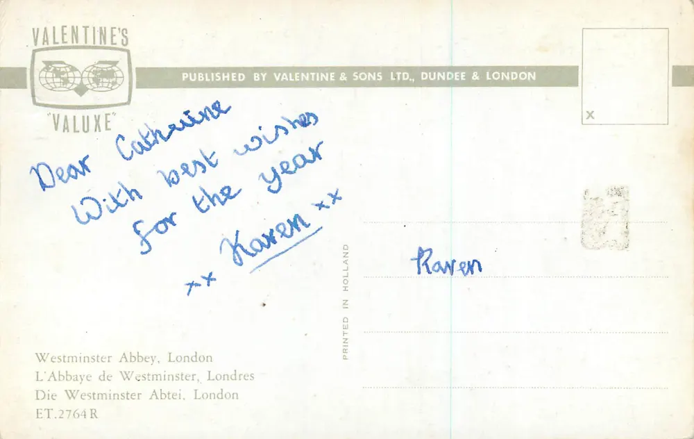 Abadia de Westminster — Londres — Valentine's Valuxe, n° ET.2764R - Verso