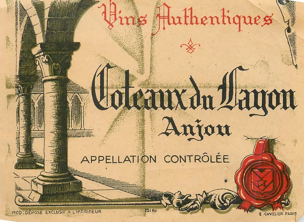 Coteaux du Layon Anjou — Vins Authentiques — E. Cuvelier Paris - Recto