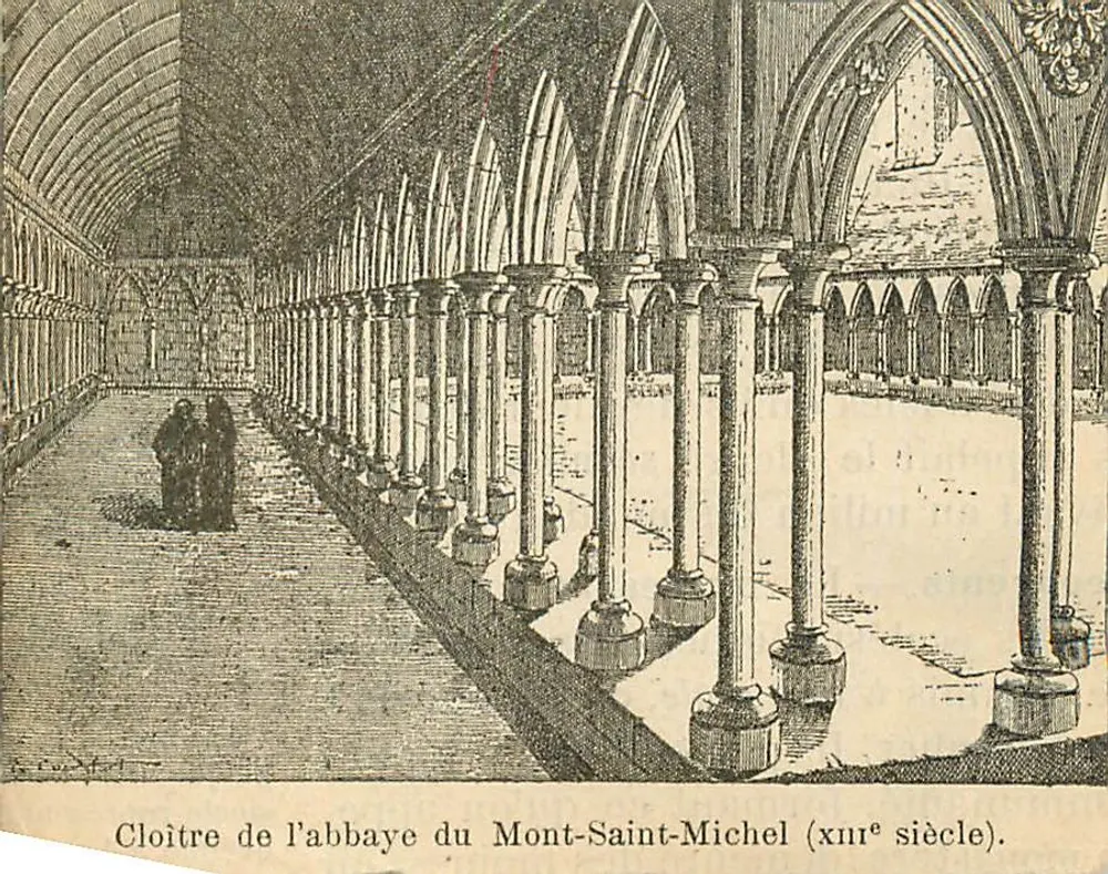Klooster van de abdij van Mont-Saint-Michel (13e eeuw) — Bisdom volgens een gesmeedde plaat van de eeuw - Voorkant
