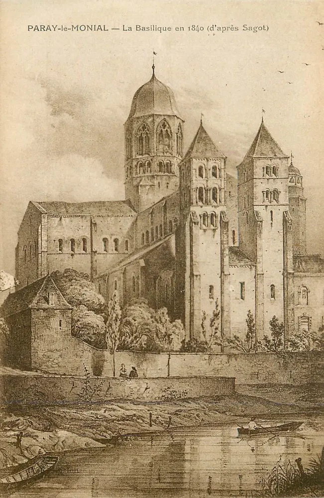 Paray-le-Monial — Die Basilika im Jahr 1840 (nach Sagot) - Vorderseite