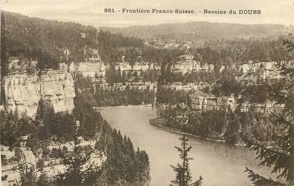 Frontière Franco-Suisse — Bassins du DOUBS — Éditeur C. Lartier, Besançon, n° 881 - Recto