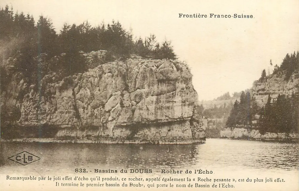 Bassins du Doubs — Rocher de l'Écho — französisch-schweizerische Grenze — C.L.B. n°832 - Vorderseite