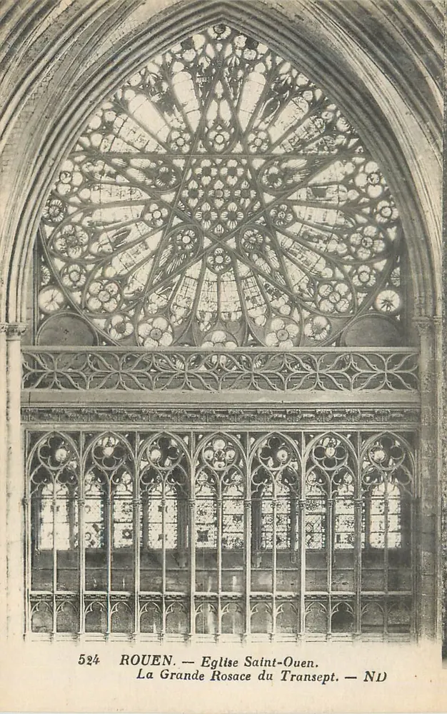 Rouen — Kirche Saint-Ouen — Die Große Rosefenster — ND - Vorderseite