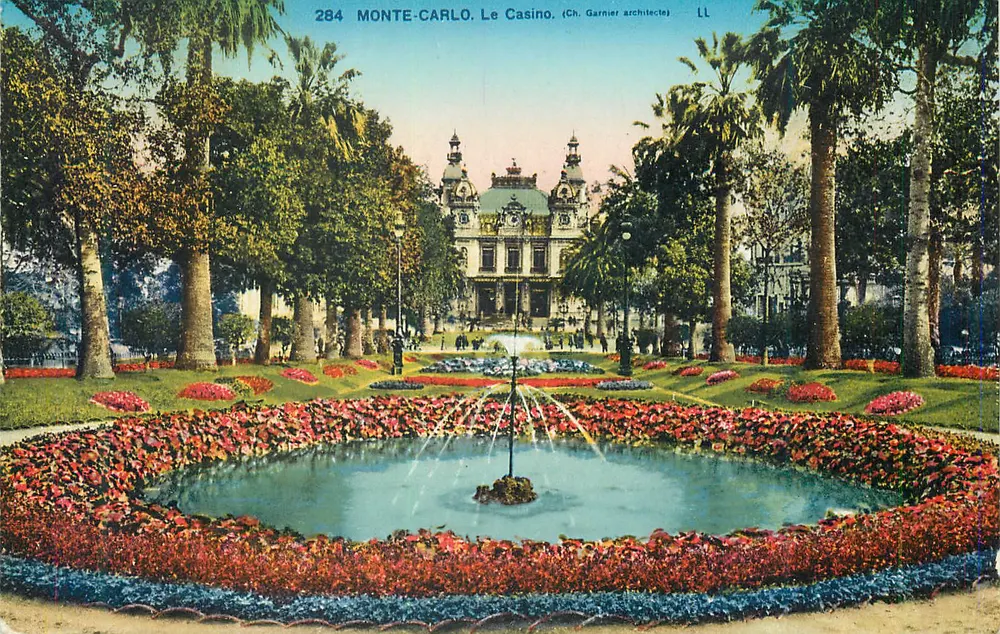 Monte-Carlo. O Casino (Ch. Garnier arquiteto) — carta postal n°284, editada por LL - Frente
