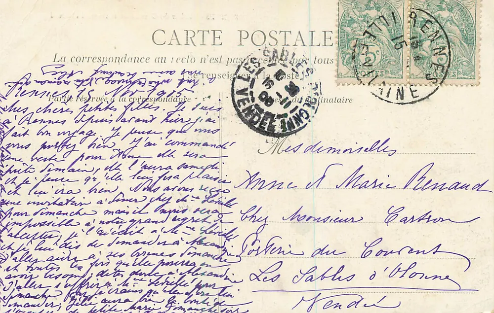 Rennes - Palácio do Comércio e estátua de Lebastard — A.G. - Verso