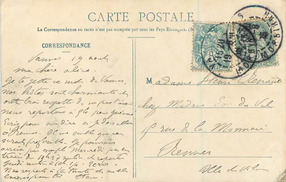 VANNES - La Tour du Connétable et les Remparts — Collection H. Laurent, Port-Louis - Verso