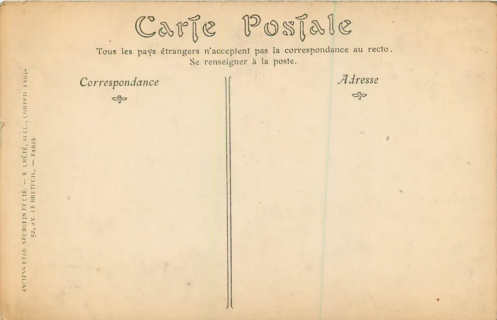 Tours — Lareira de um antigo manor construído em 1509 para a família Sangnier — Editor: Antias Est. Neubertin e Cie, Paris - Verso
