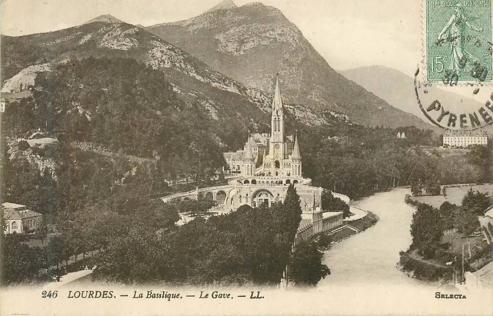 Lourdes — A Basílica — O Gave — LL. — Sélecta — n°246 - Frente