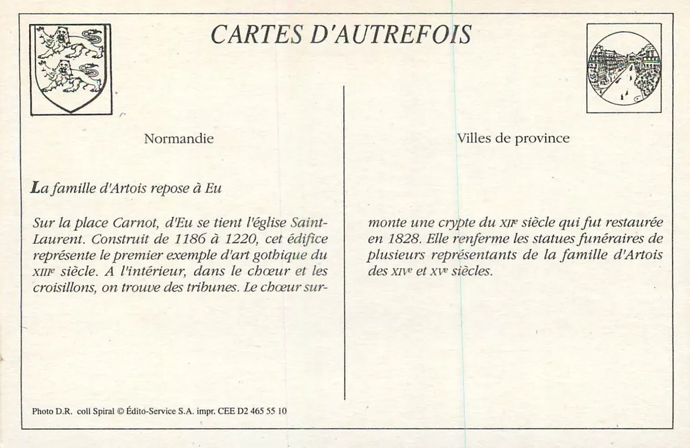 Eu (S.-Inf.) - Church of Notre-Dame — Publisher Spiral, series no. D2 465 55 10 - Back