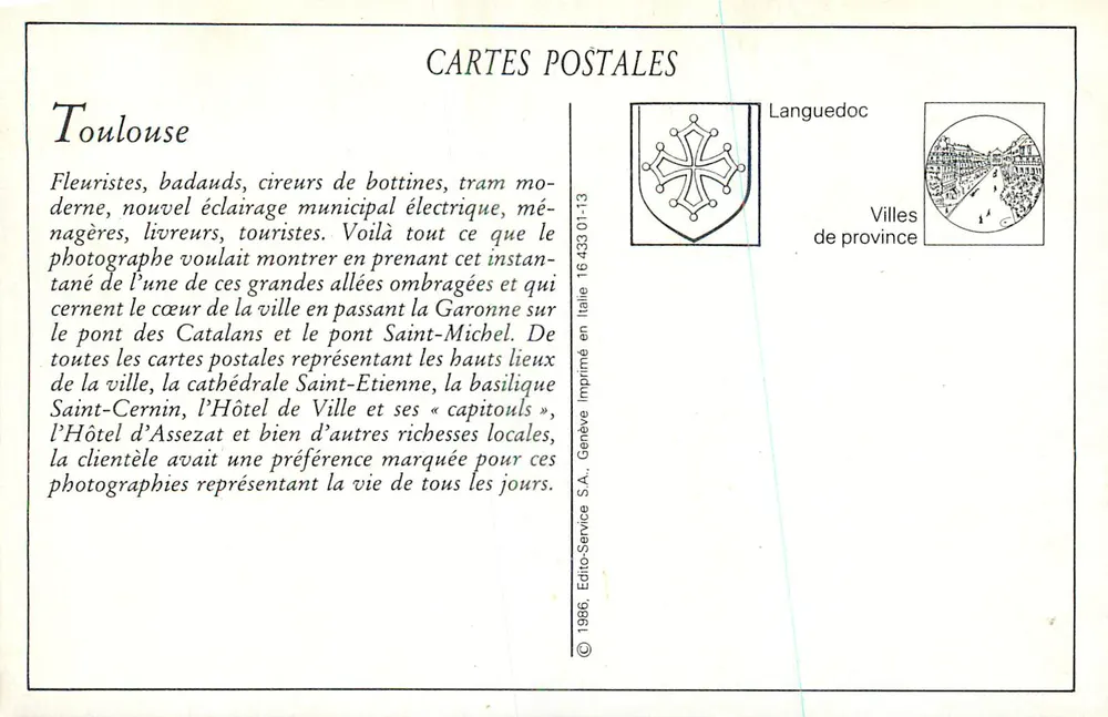 Toulouse — As Avenues Lafayette — Edição Jeanne d'Arc - Verso