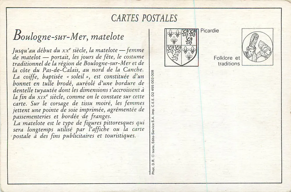 Boulogne-sur-Mer — matelote vestindo traje tradicional — Édito-Service S.A. - Verso