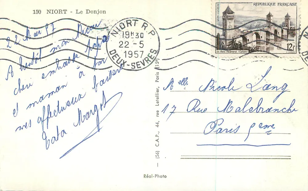 Niort - O Donjon — editor C.A.P. n°150 - Verso